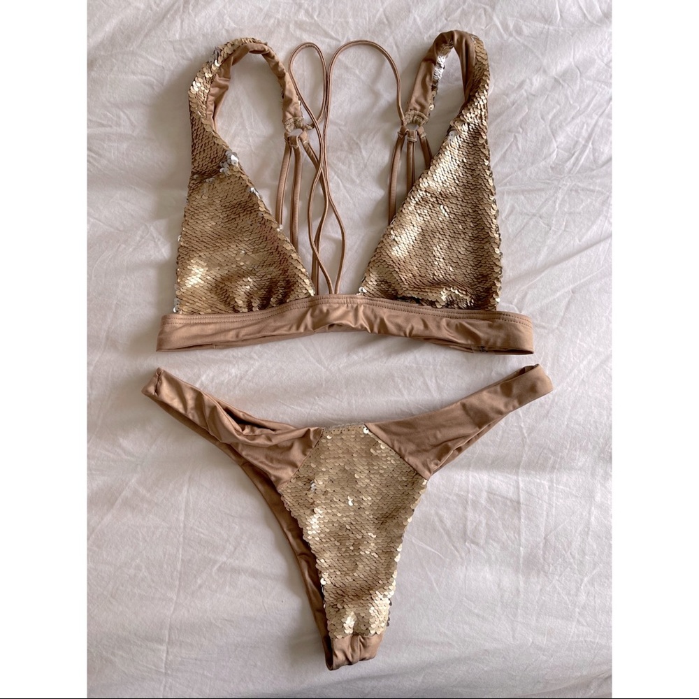 Beach Bunny Gold Sequin bikini